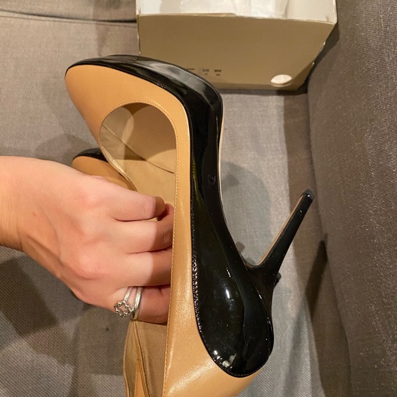 Jimmy Choo Sepia Two Tone Nude & Black Patent Heels - Picture 8 of 13